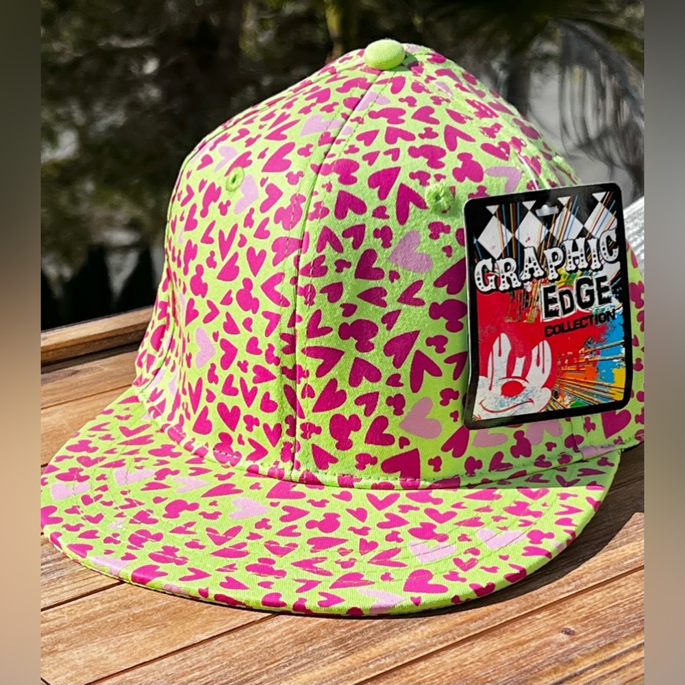 NWT MICKEY MOUSE Green Pink Graphic Edge Collection Disney Parks Hat